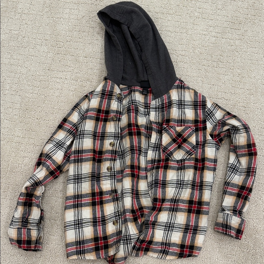 Plaid Hooded Kids Shirt